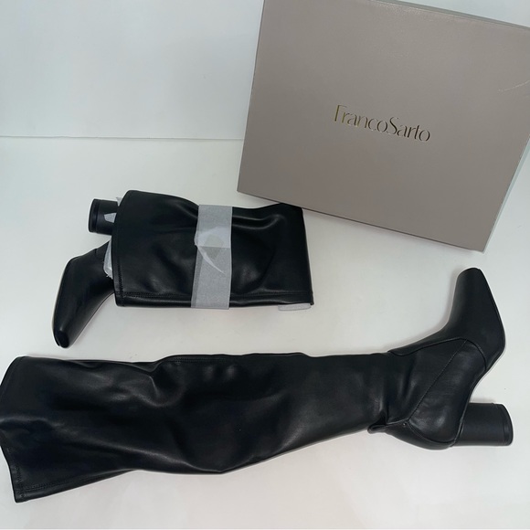 Franco Sarto Black Faux Leather Pisaboot Over The Knee Boots- NIB - Duplicate - Picture 3 of 16